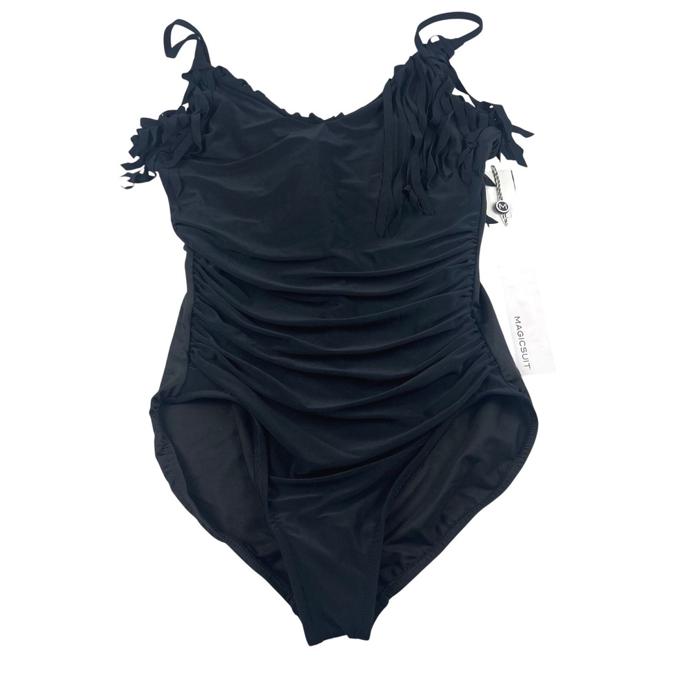 Magicsuit Fringe Blaire One‑Piece Swimsuit Black Size 14 6006004 NEW